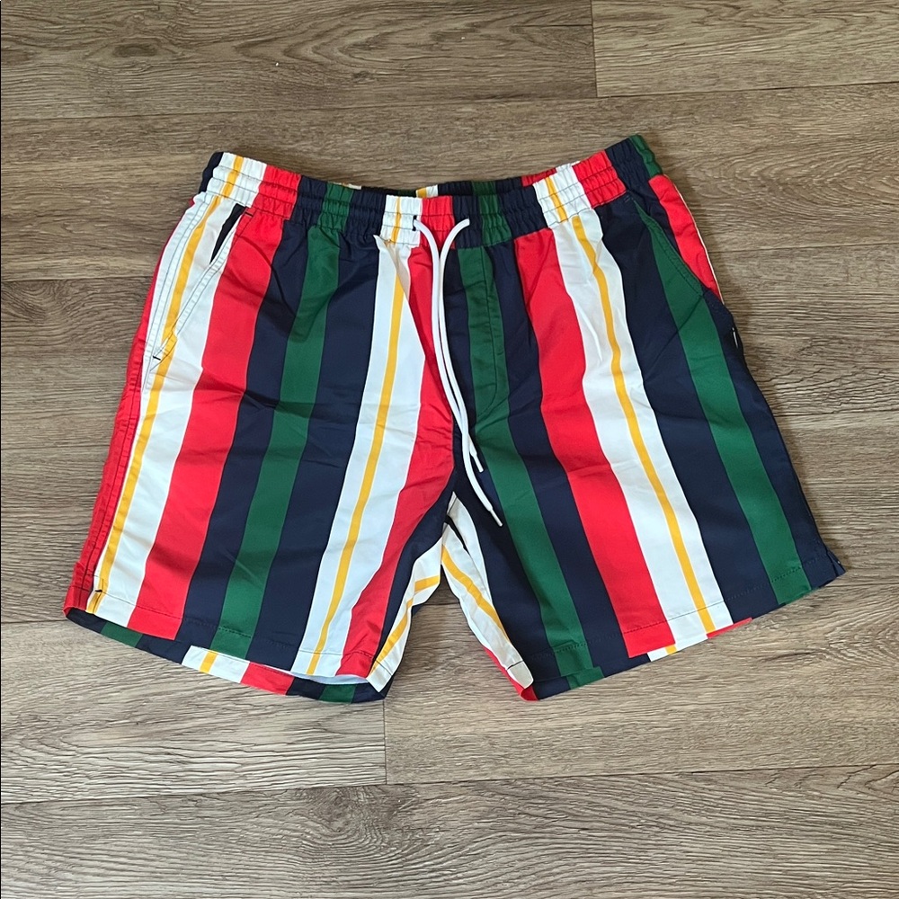 Forever 21 Colorful Striped Swim Trunks